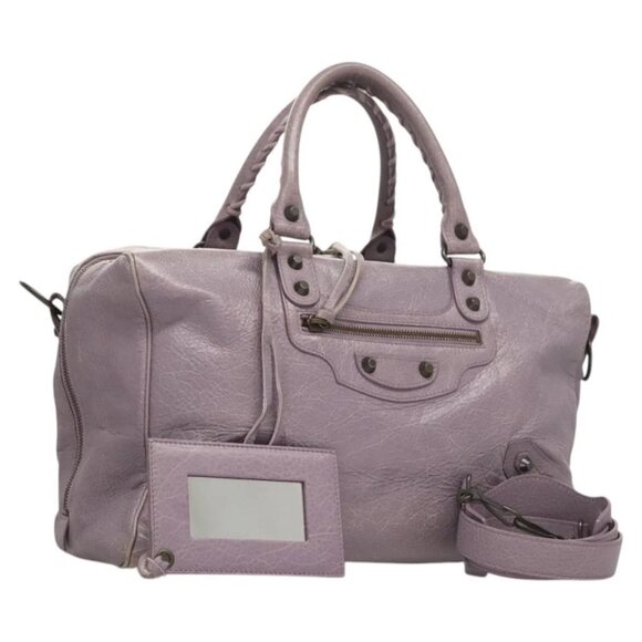 BALENCIAGA Classic Polly Hand Bag Leather 2way Purple - Picture 1 of 15